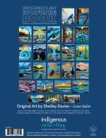 Back cover of the Indigenous Art Coloring Book showcasing Shelley Davies' Coast Salish artwork.