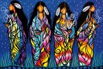 Completed Bringing Good Medicine diamond art design featuring vibrant women and smudge bowls.